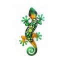 Déco murale : Le Gecko Vert Bouteille & Emeraude, Collection SPIRALE H 30 cm