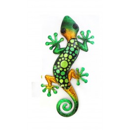 Le Gecko Vert Bouteille & Emeraude, Collection SPIRALE H 30 cm