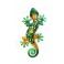 Le Gecko Vert Bouteille & Emeraude, Collection SPIRALE H 30 cm