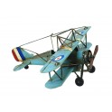Miniature Avion Biplan en métal Bleu, L 33 cm
