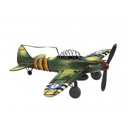 Miniature Avion en métal Vert, L 33 cm