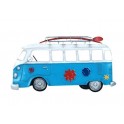 Plaque métal véhicule : Le Combi bleu Ciel flower power, longueur 58 cm