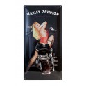 Plaque 3D Métal Harley Davidson : Biker Babe, Hauteur 50 x 25 cm