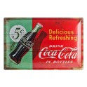 Plaque 3D Métal XL Coca Cola : 5 cent, Drink in Bottle, 60 x 40 cm