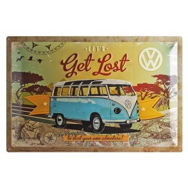 Plaque 3D Métal XL Combi bleu VW : Gest lost, 60 x 40 cm