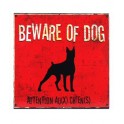 Plaque métal chien : Beware of dogs, 30 x 30 cm