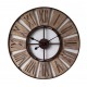 Grande horloge ronde Vintage, Bois & Métal Industrielle, Diam 70 cm