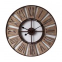 Grande horloge ronde Vintage, Bois & Métal Industrielle, Diam 70 cm