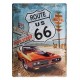 Plaque 3D Métal XL : Voiture Route 66, 40 x 30 cm