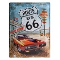 Plaque 3D Métal XL : Voiture USA Route 66, 40 x 30 cm