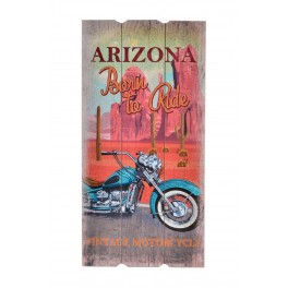 Déco murale vintage bois Moto : Old School Speedway, H 60 cm