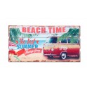 Déco murale Vintage. Plaque Combi Rouge Beach Time : Best Summer, L 60 cm