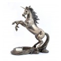 Statuette en résine : Licorne avec support bougie, Patine Bronze, H 27 cm