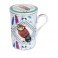 Mug Thé & Infusions en Faïence, Modèle déco Hibou 1, H 11 cm