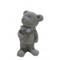 Figurine Ourson debout en terre cuite, Gris , H 10 cm