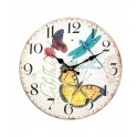 Horloge Florale Papillon, Coccinelle et Libellule, Diam 34 cm