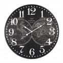 Grande Horloge MDF : Cartographie, Fond Noir, Diam 58 cm