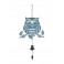 Suspension Cloche : La chouette grise et bleue, H 75 cm