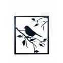 Déco métal Murale : Oiseau sur branche, Noir, H 51 cm