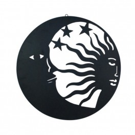 Déco Métal Murale Soleil Lune Noir H 60 Cm