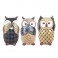 Set 3 chouettes de la sagesse, Modèle CANISSE, H 17 cm