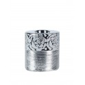 Bougeoir cylindrique céramique : Modèle Silver Roses (Grand), H 12 cm