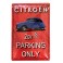 Plaque Métal bombée : Citroën 2CV Parking Only (Fond Rouge), 30 x 20 cm