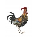 Le Grand Coq en métal au Panache Vert, H 55 cm