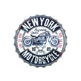 Déco Murale Capsule Métal : Modèle Moto New York, Diam 34 cm