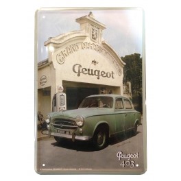 Plaque Métal bombée : La Peugeot 403 verte, 30 x 20 cm