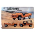 Plaque Métal bombée : La Citroën Mehari Orange, 3 vues, 30 x 20 cm