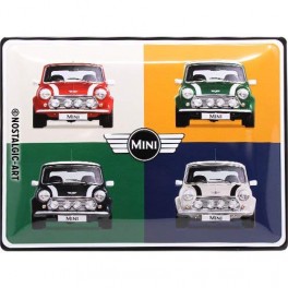 Plaque 3D Métal Mini Cooper, 4 Couleurs, 40 x 30 cm