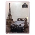 Plaque 3D Citroën : La 2 CV Bleue à Paris, H 40 x 30 cm