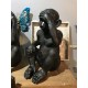 Set 3 singes de la sagesse XL, Version noire, H 45 cm