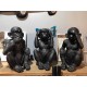 Set 3 singes de la sagesse XL, Version noire, H 45 cm