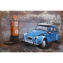 Tableau sur Bois & Métal 3D : La 2CV bleue, L 120 cm