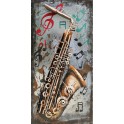 Tableau sur Bois & Métal 3D : Le Saxophone, H 80 cm