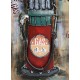 Tableau Métal 3D : La Pompe à essence Rétro, Rouge et Gris, H 120 cm
