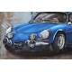 Tableau sur Bois & Métal 3D : La Renault Alpine, Bleu, L 80 cm