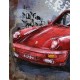 Tableau sur Bois & Métal 3D : La Porsche 911 Turbo, Rouge, L 80 cm