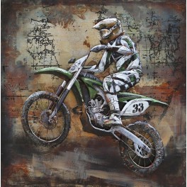 Tableau sur Métal 3D : Enduro Moto Cross, H 100 cm