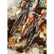 Tableau sur Bois & Métal 3D : 3 cyclistes à l'arrivée, H 100 cm