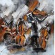 Tableau Musique Métal 3D : Jazz Band Quatuor, H 100 cm