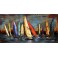Tableau sur Métal 3D : La Régate Multicolore 11 bateaux, L 150 cm