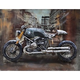 Tableau Métal 3D : La Moto BMW, Routière sportive grise, L 80 cm