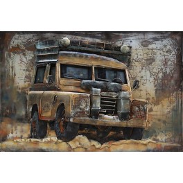 Tableau sur Bois & Métal 3D : La Jeep militaire, L 120 cm