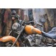 Tableau sur Bois & Métal 3D : La Moto Harley Davidson, L 120 cm