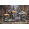 Tableau sur Bois & Métal 3D : La Moto Harley Davidson, L 120 cm