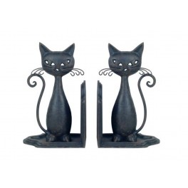 Serre Livres Chats En Fer Forge Gris Collection Clair De Lune H 19 Cm Serre Livres Chats En Fer Forge Gris Collection Clair De Lune H 19 Cm