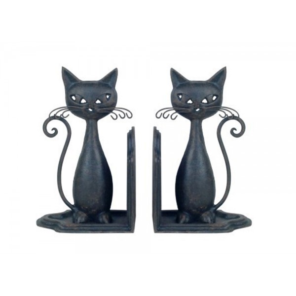 Serre Livres Chats En Fer Forge Gris Collection Clair De Lune H 19 Cm Serre Livres Chats En Fer Forge Gris Collection Clair De Lune H 19 Cm